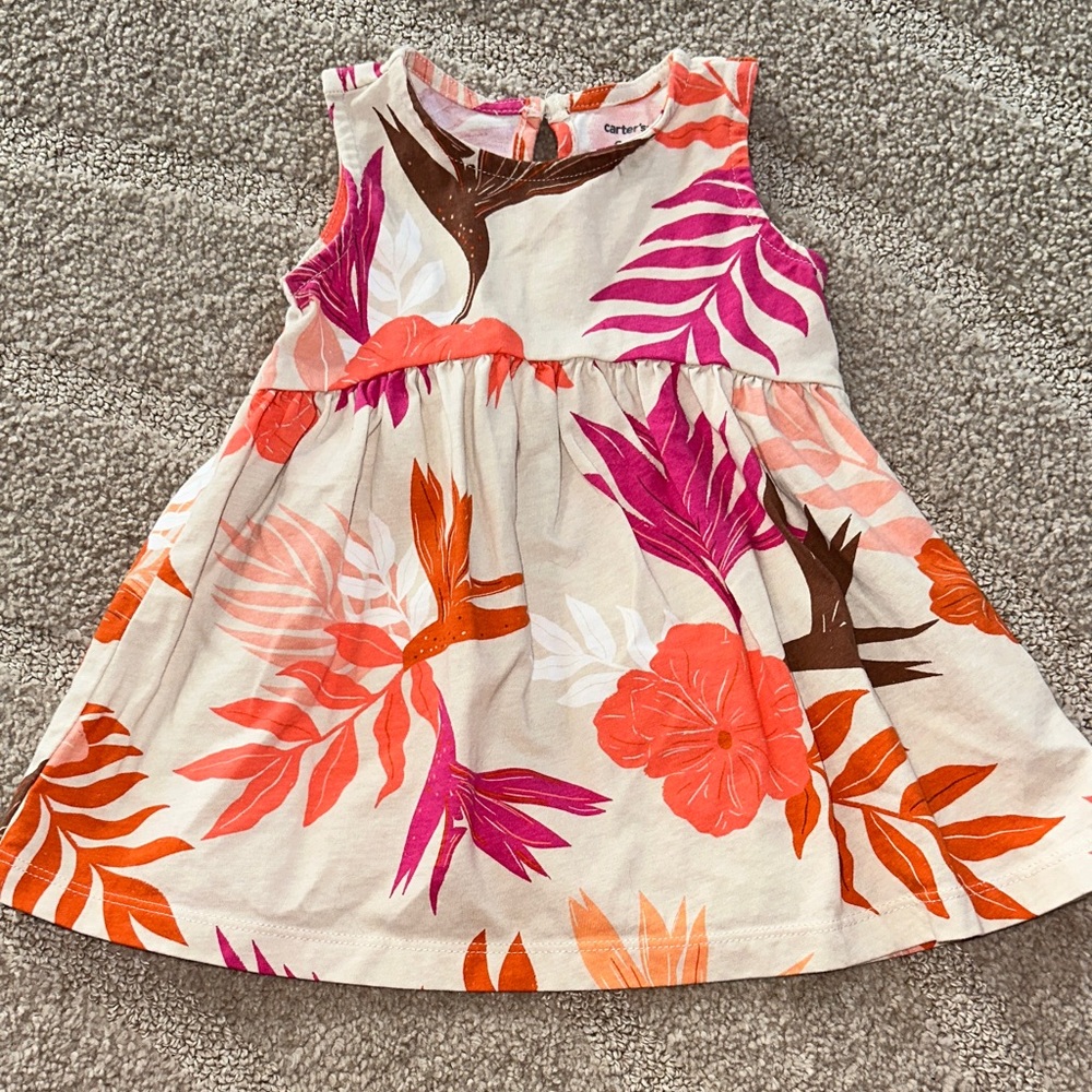 Carter's Tropical Print Dress - Pink and Orange